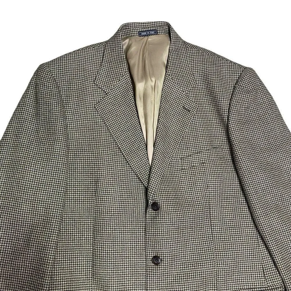 Bachrach Wool Sport Coat Houndstooth Suit Jacket Size 46 XL